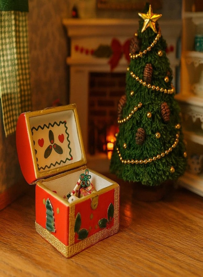 KH866 1/12 Dollhouse Miniature Christmas Chest Box, Mini Doll House Christmas Accessories, Wooden Chest Small Decoration for Table Top Decor, Model Scenes, Decorative DIY Crafts & Fairy Garden - Image 5